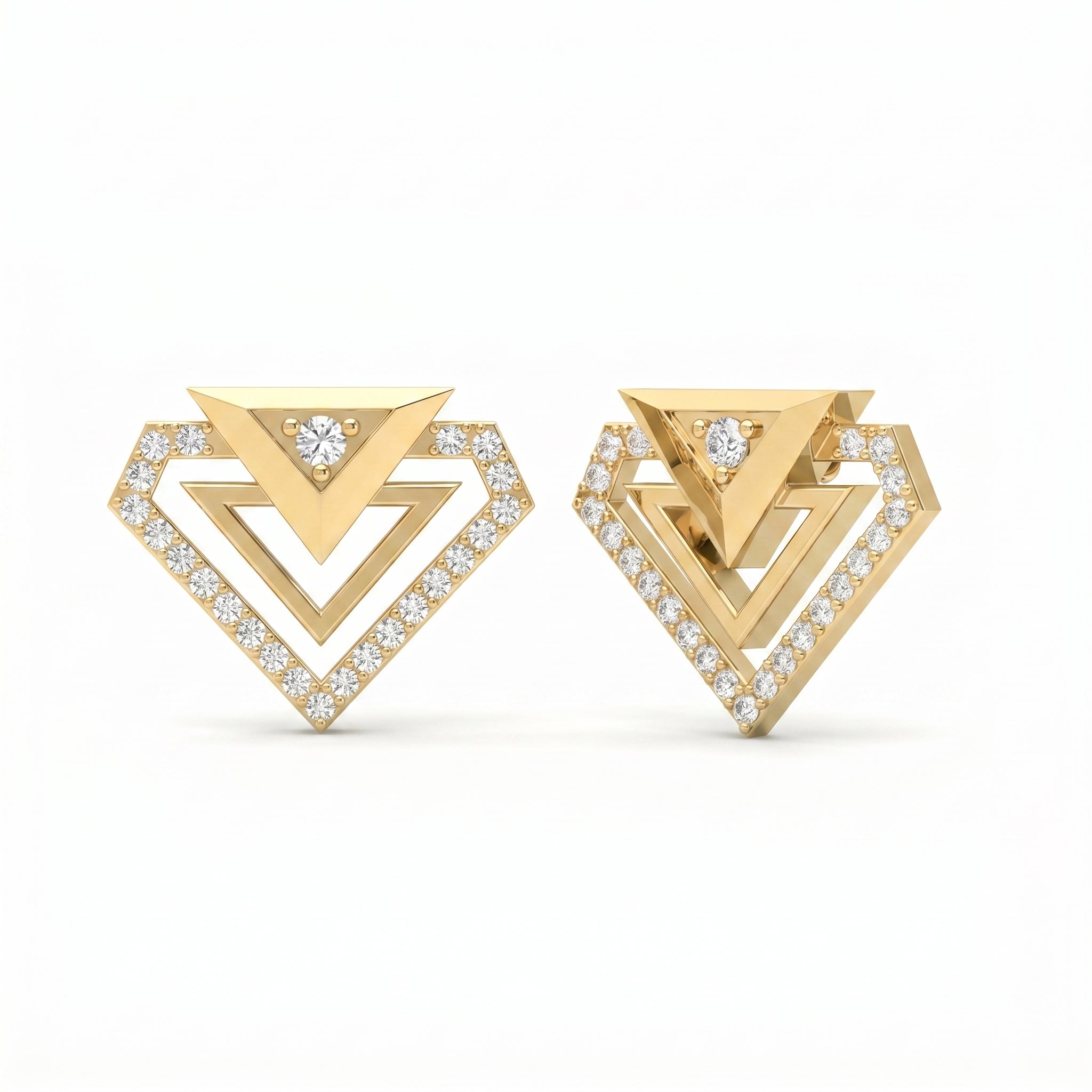 Modern Pavé Geometric Triangle Diamond Fashion Earrings