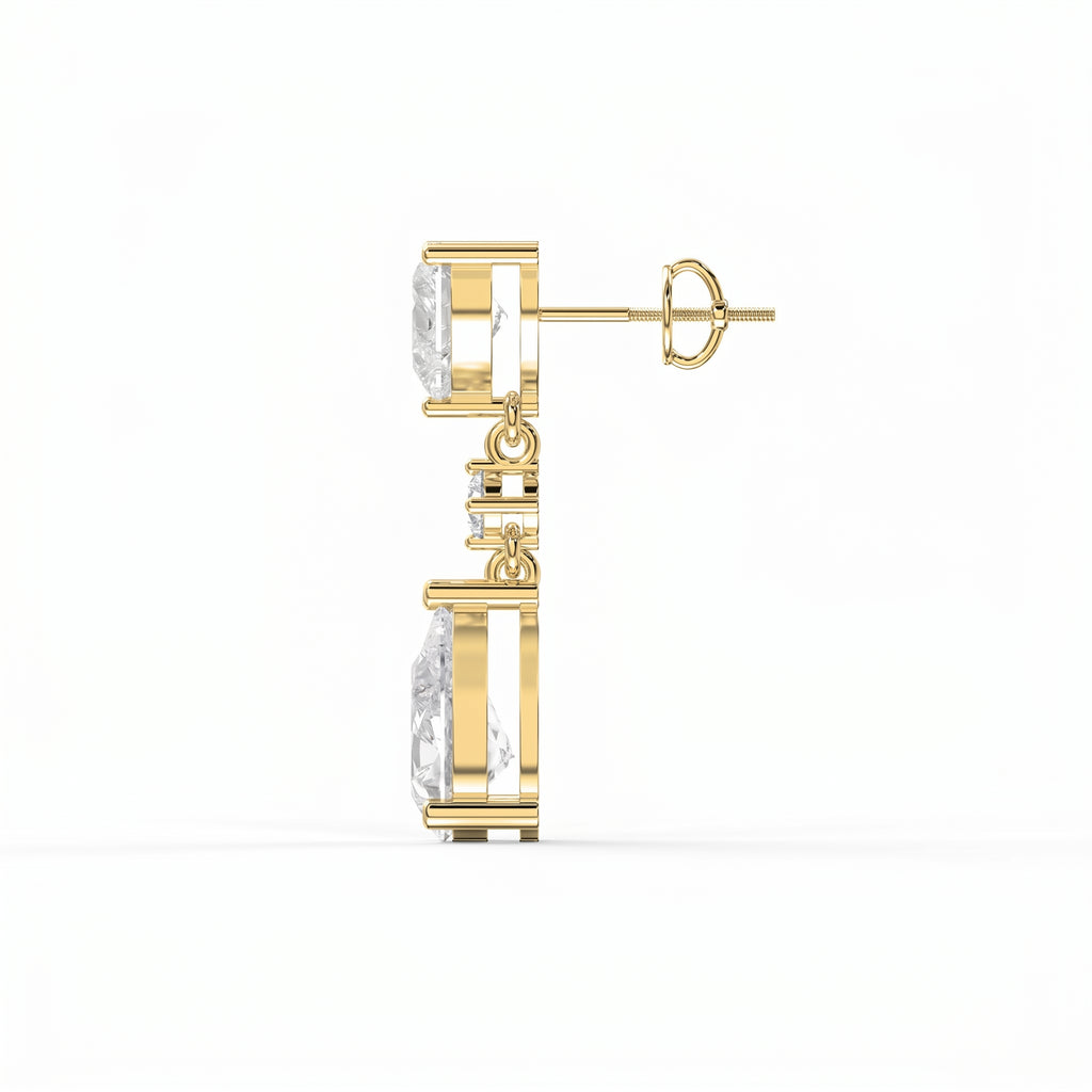 Romantic Heart & Pear Cut Diamond Drop Dangle Earring
