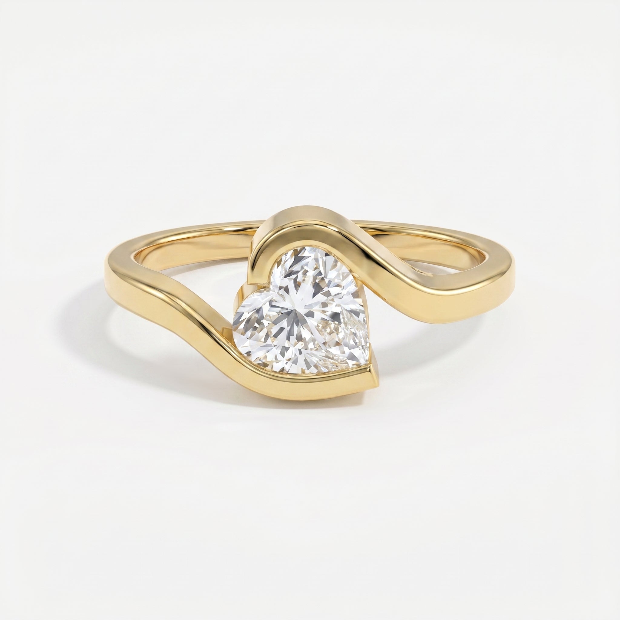 Modern Geometric Diamond Solitaire Engagement Ring