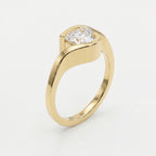 Modern Geometric Diamond Solitaire Engagement Ring