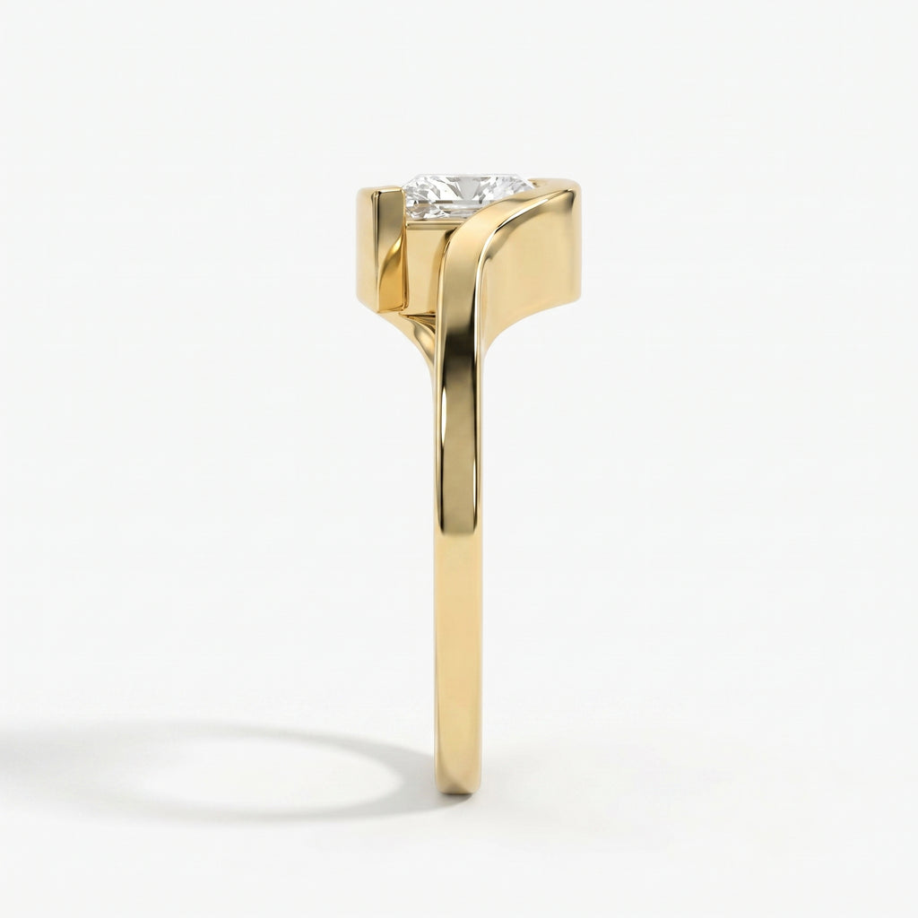 Modern Geometric Diamond Solitaire Engagement Ring