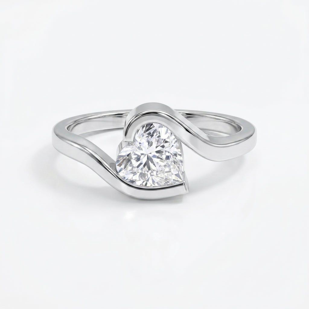Modern Geometric Diamond Solitaire Engagement Ring