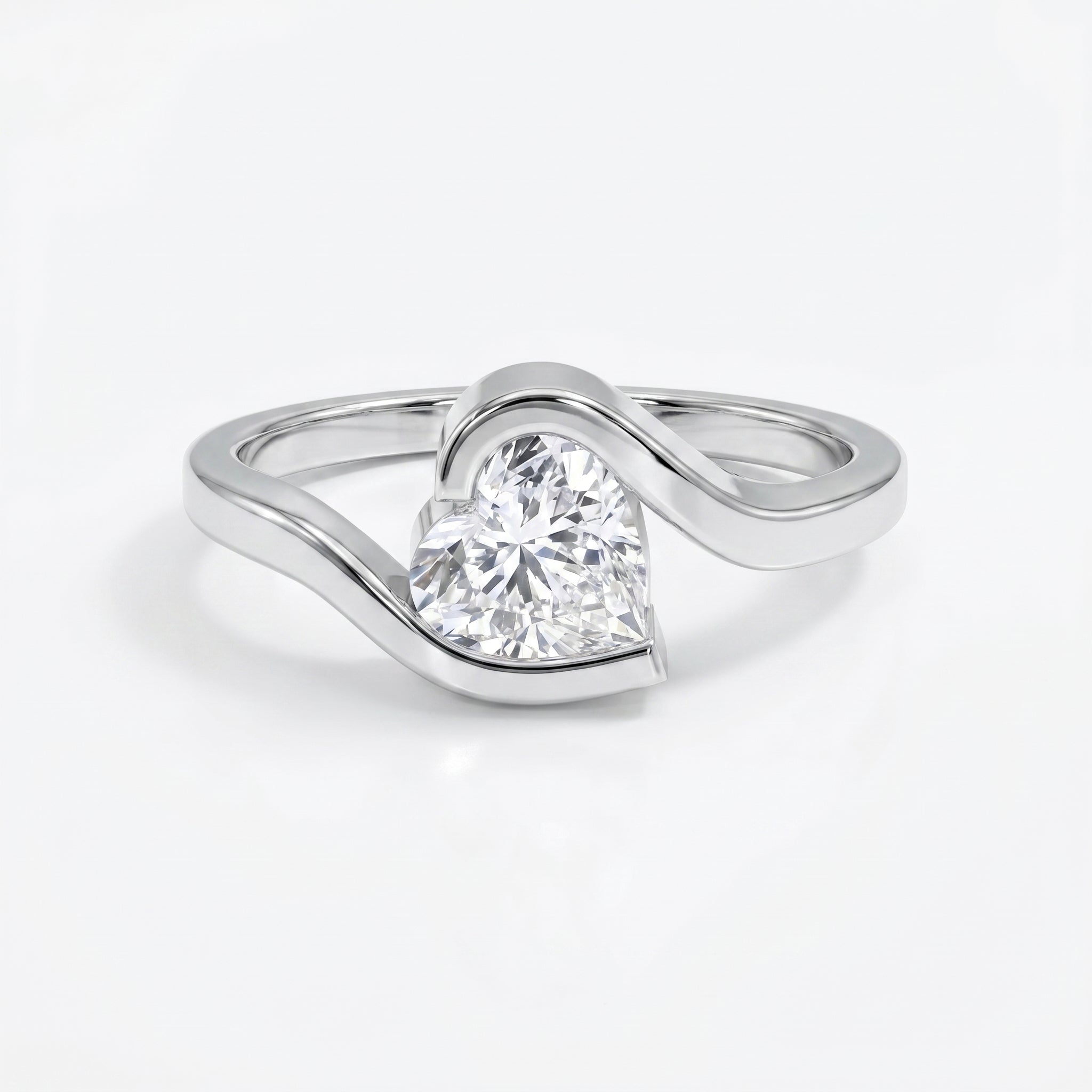 Modern Geometric Diamond Solitaire Engagement Ring