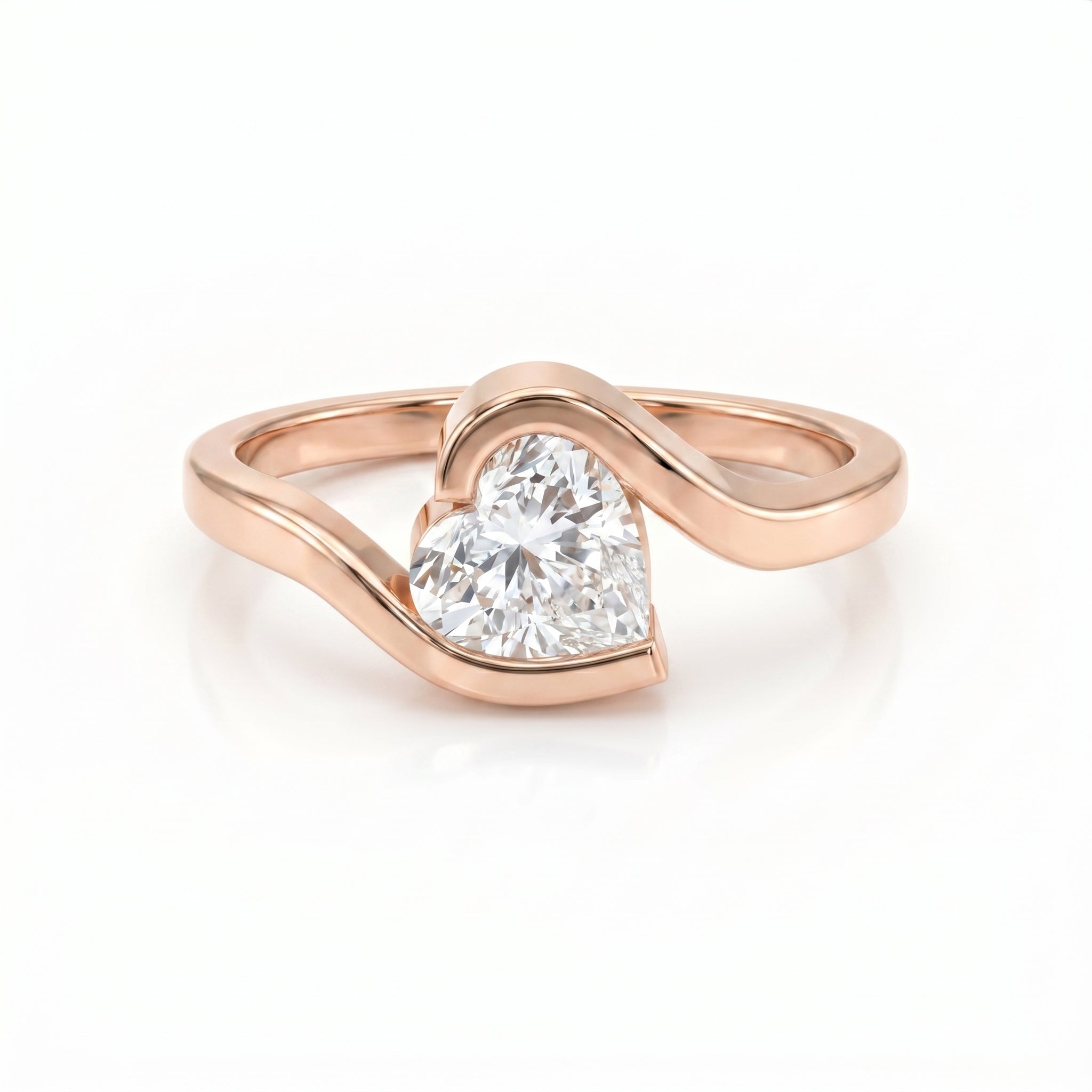 Modern Geometric Diamond Solitaire Engagement Ring