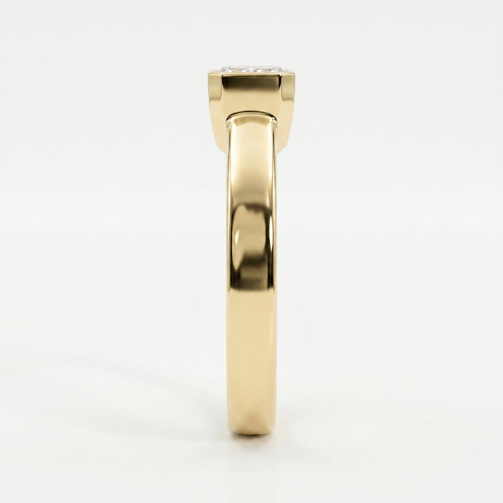 Bar Channel Setting Emerald Shape Diamond Solitaire Ring