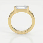 Bar Channel Setting Emerald Shape Diamond Solitaire Ring