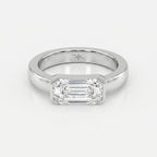 Bar Channel Setting Emerald Shape Diamond Solitaire Ring