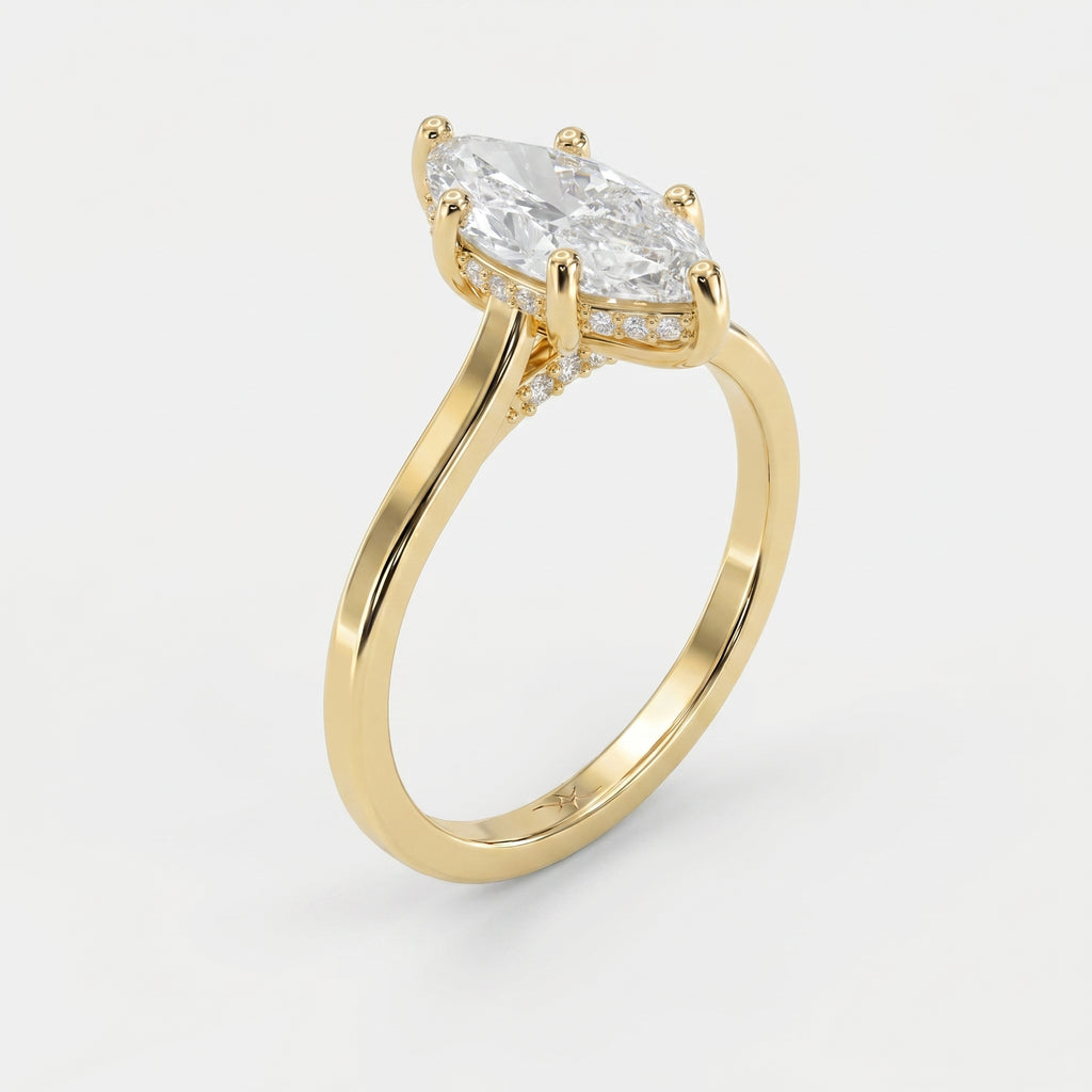 Noble Flow Marquise Hidden Halo Lab Diamond Engagement Ring