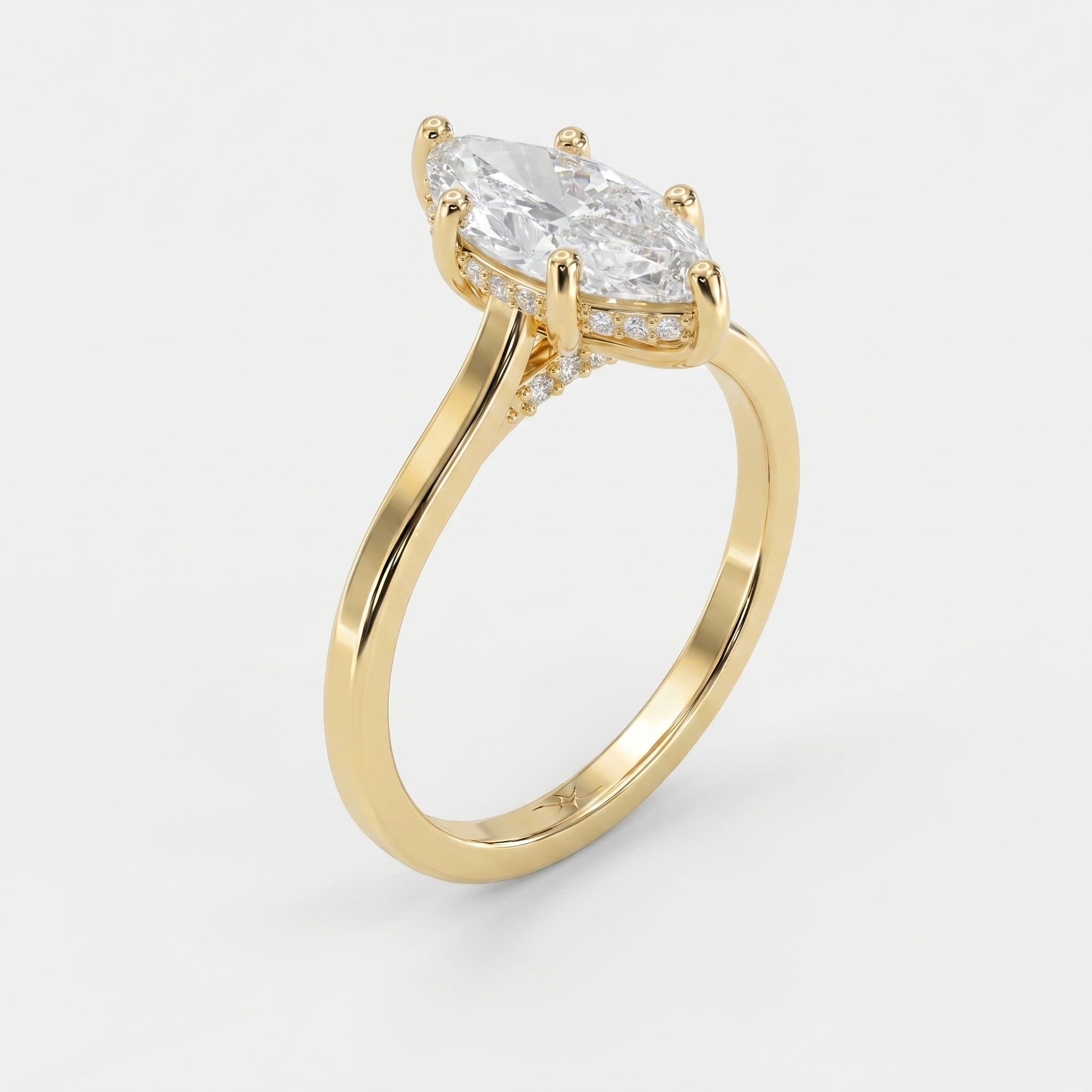 Noble Flow Marquise Hidden Halo Lab Diamond Engagement Ring