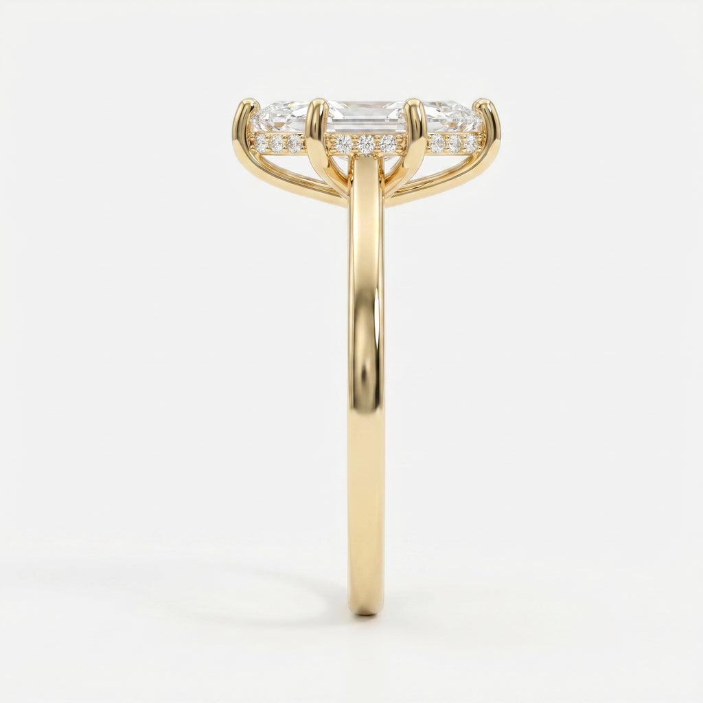 Noble Flow Marquise Hidden Halo Lab Diamond Engagement Ring