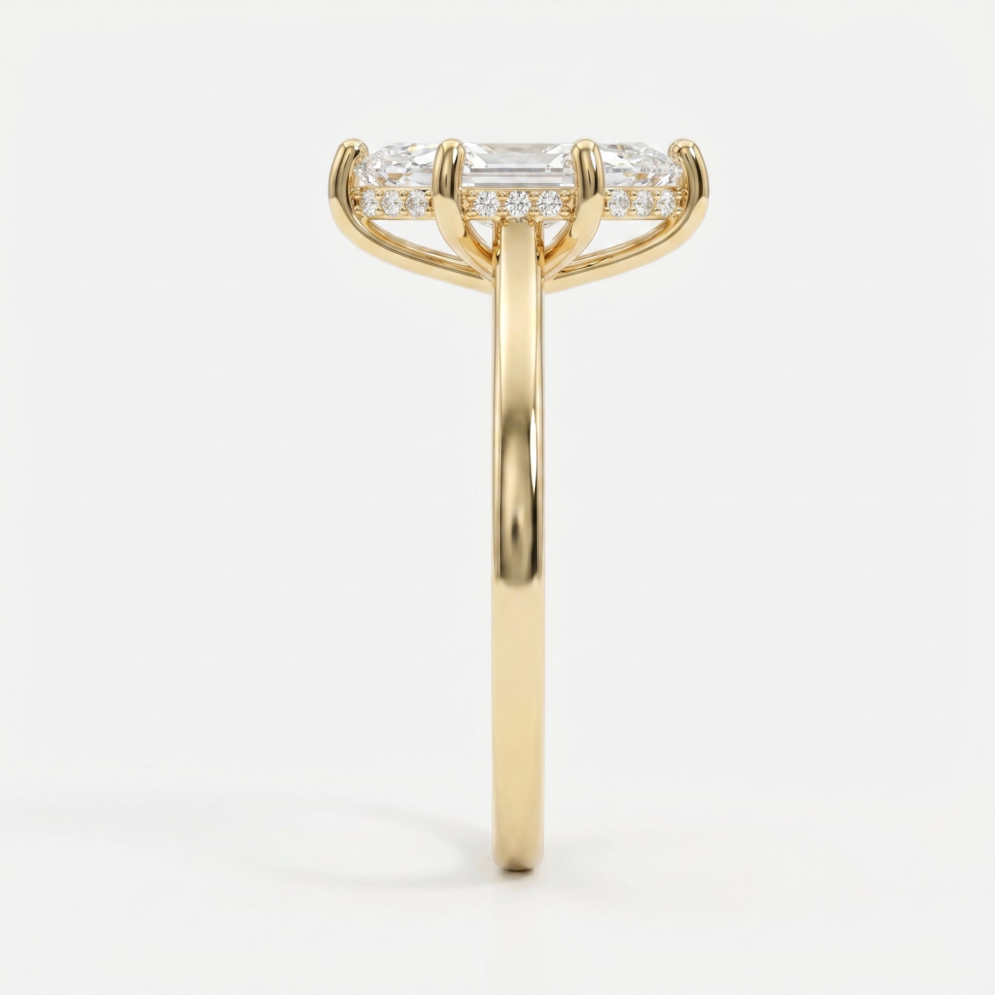 Noble Flow Marquise Hidden Halo Lab Diamond Engagement Ring