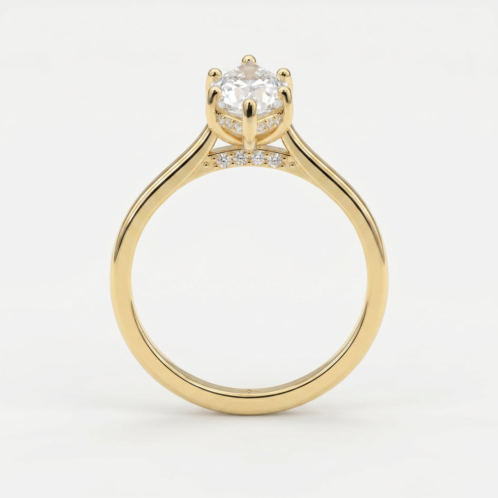 Noble Flow Marquise Hidden Halo Lab Diamond Engagement Ring