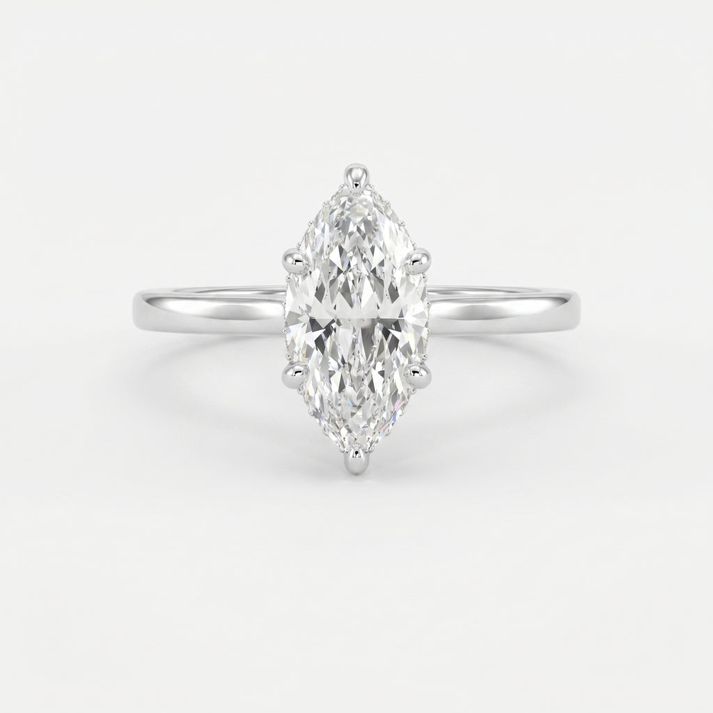 Noble Flow Marquise Hidden Halo Lab Diamond Engagement Ring