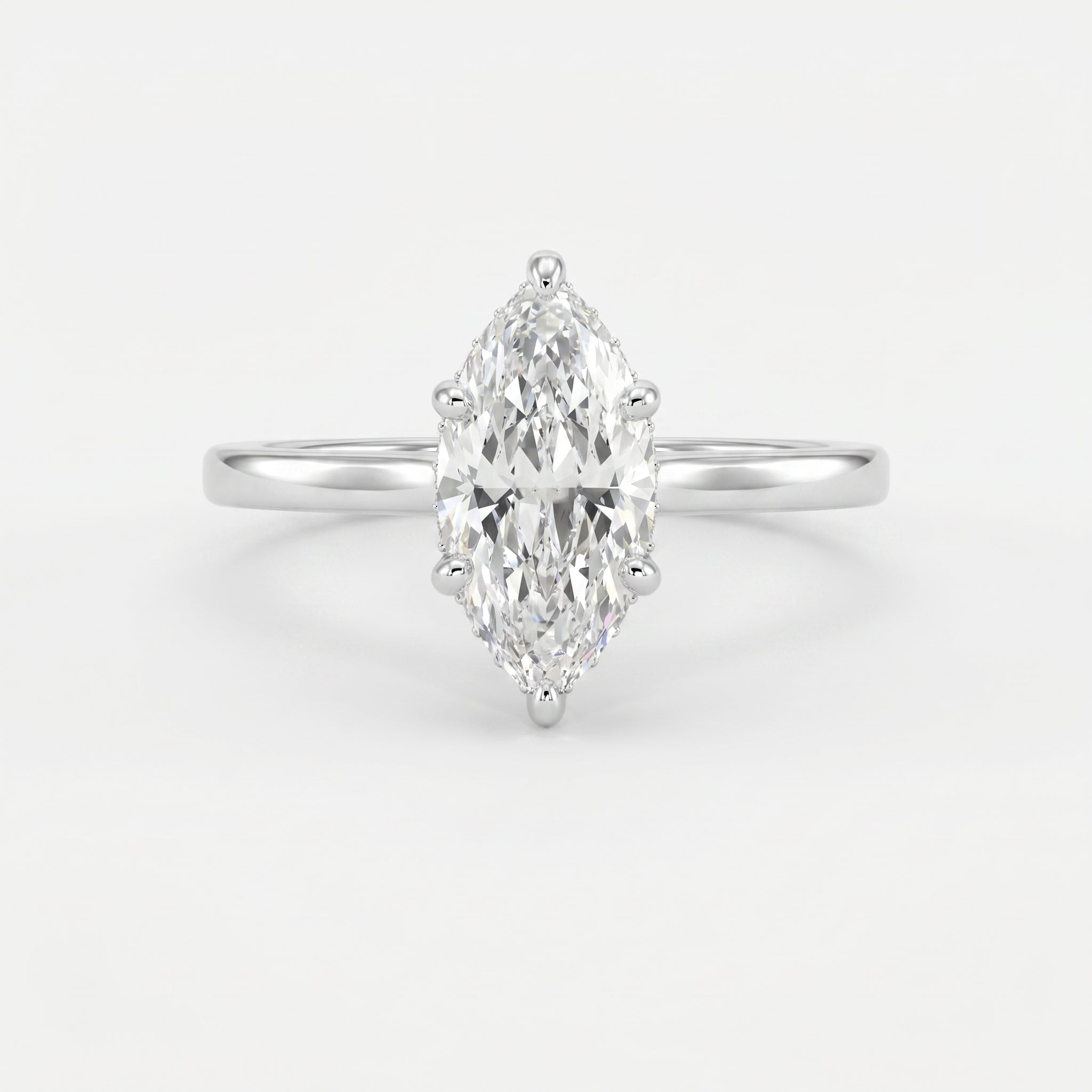 Noble Flow Marquise Hidden Halo Lab Diamond Engagement Ring