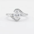 Modern Twist Bypass Design Oval Diamond Solitaire Ring