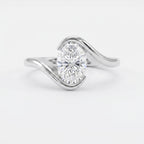 Modern Twist Bypass Design Oval Diamond Solitaire Ring