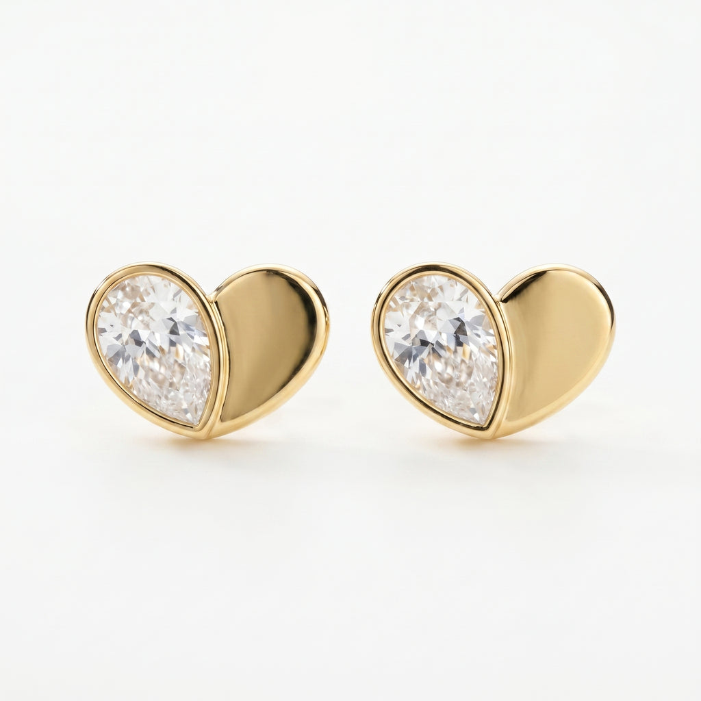 Heart Shape Earrings with Pear Diamond Fashion Earring