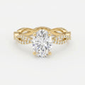 Elegant Oval Cut Diamond with Twisted Pave Engagement Ring