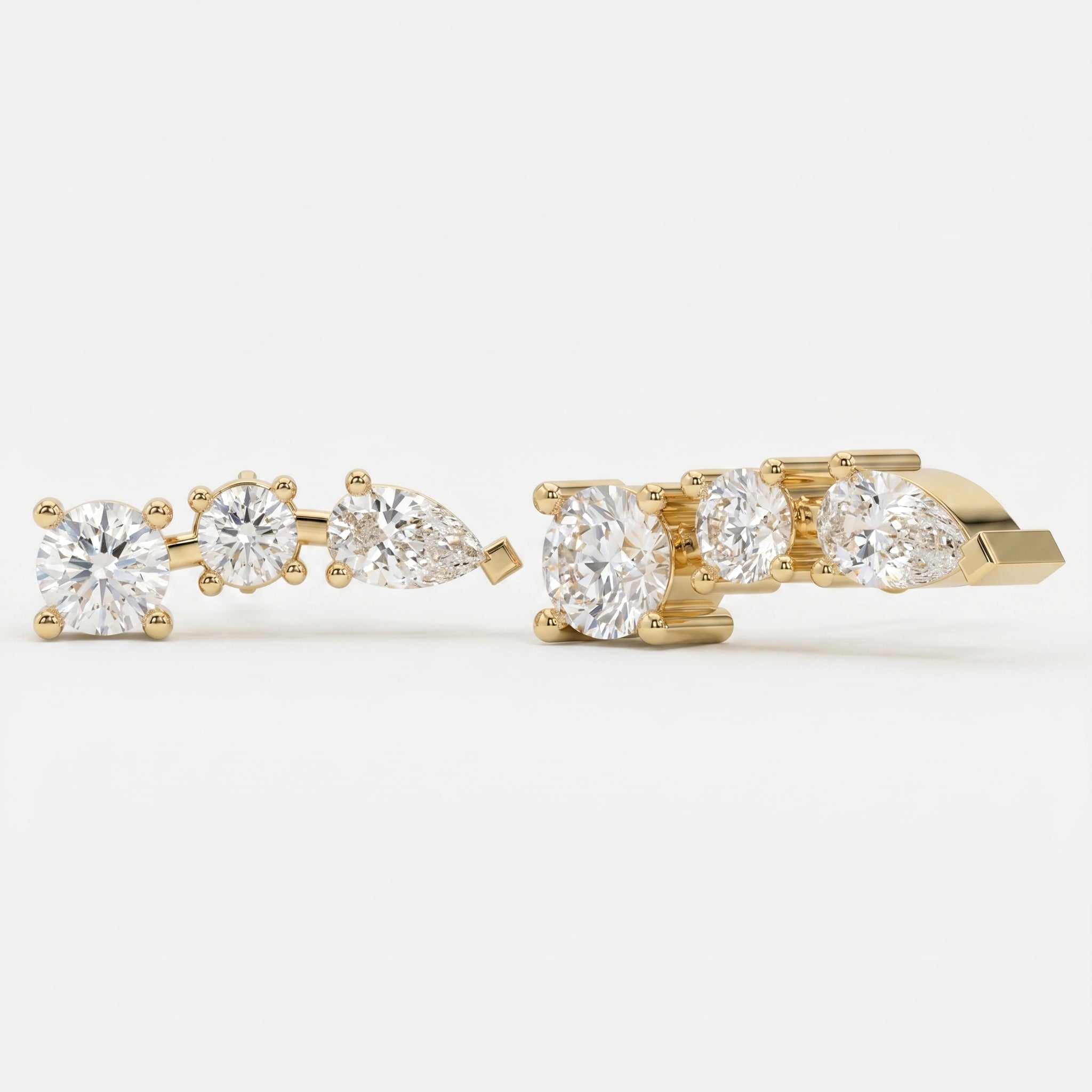 Pear & Round Diamond Cluster Design Fashion Earrings