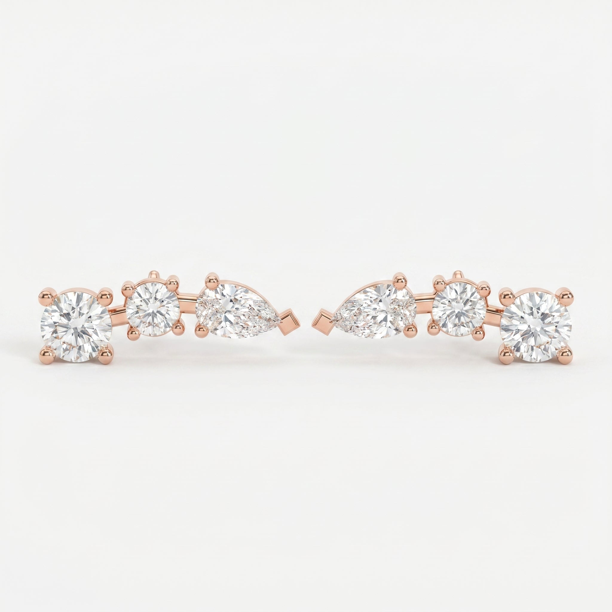 Pear & Round Diamond Cluster Design Fashion Earrings