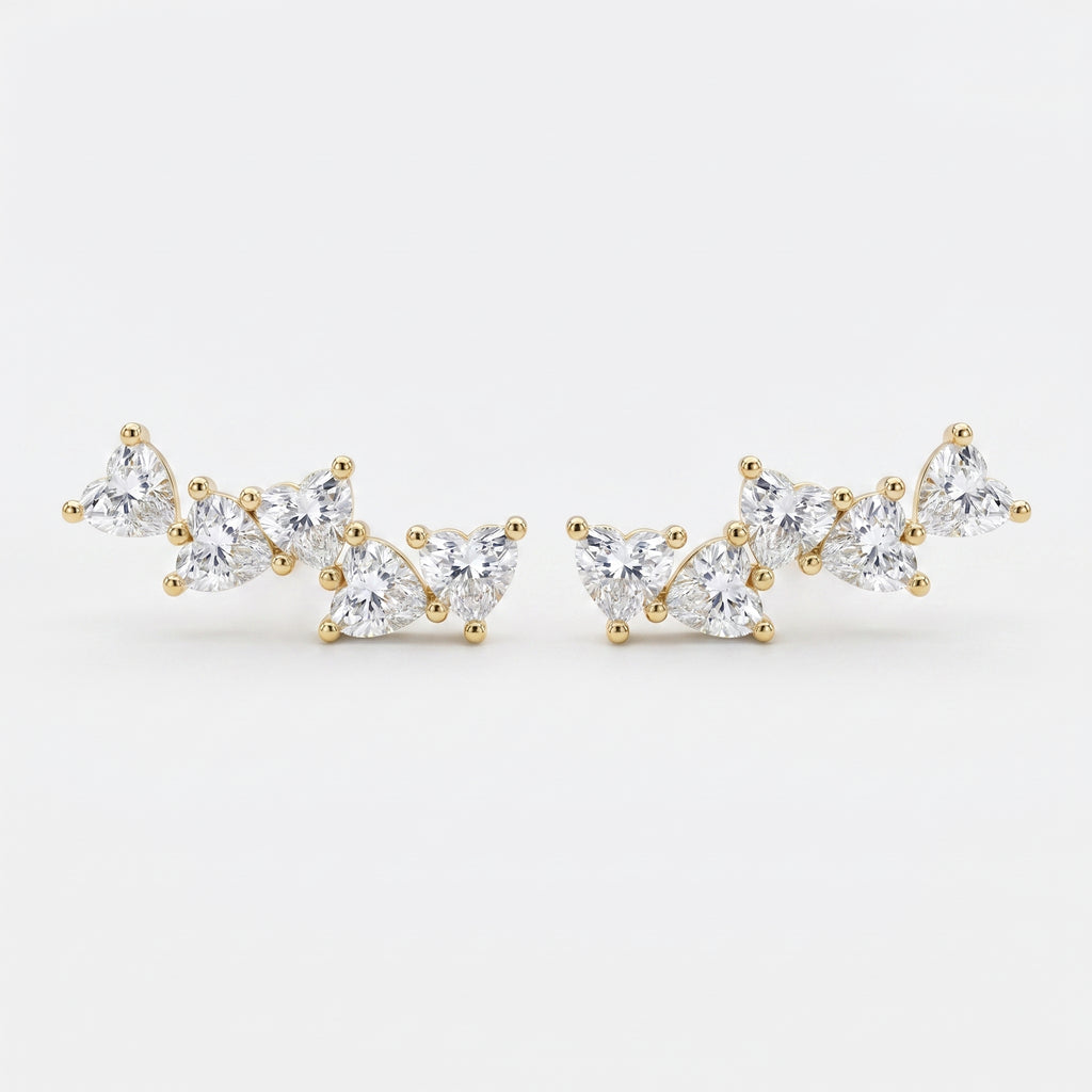 Heart Diamond Cluster Design Fashion Earrings