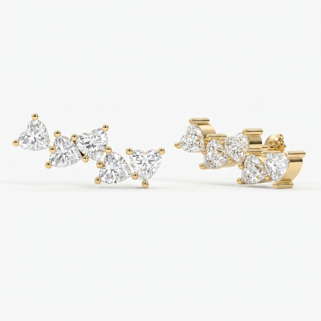 Heart Diamond Cluster Design Fashion Earrings