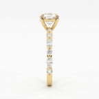 Elegant Round Prong Set Diamond Ring with Marquise Accents Side Stone Engagement Ring