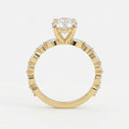Elegant Round Prong Set Diamond Ring with Marquise Accents Side Stone Engagement Ring