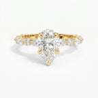 Elegant Pear Cut Diamond Side Stones  Engagement Ring