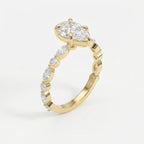 Elegant Pear Cut Diamond Side Stones  Engagement Ring