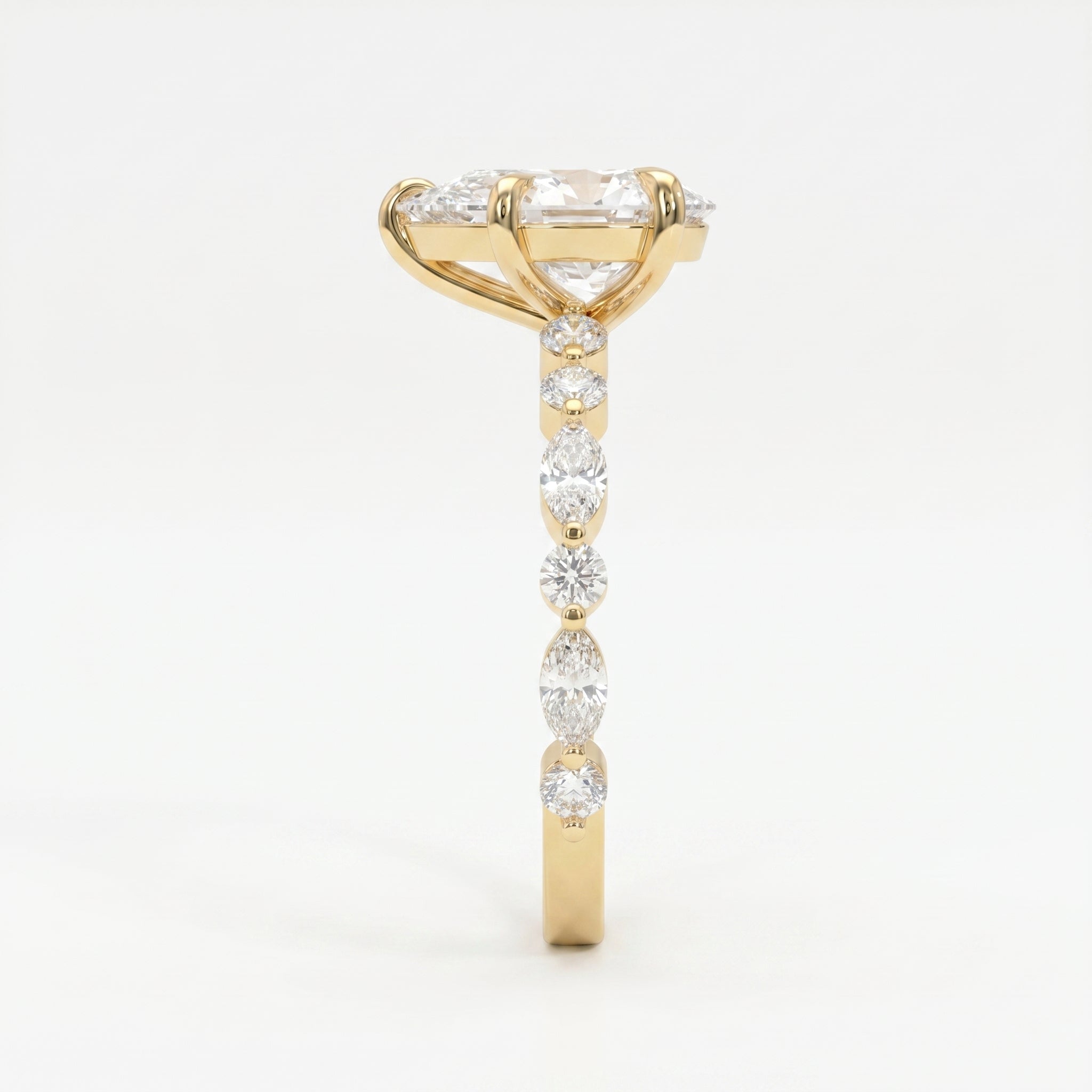 Elegant Pear Cut Diamond Side Stones  Engagement Ring