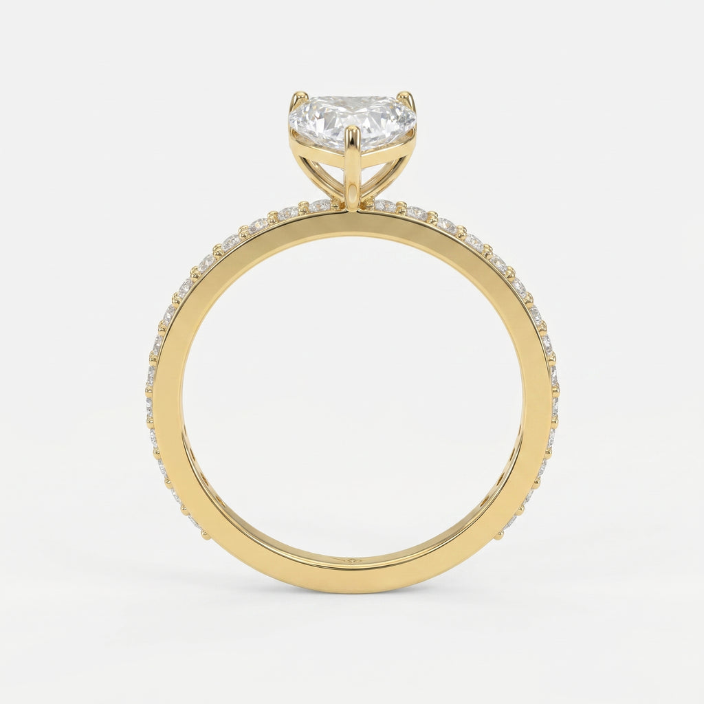 Heart Shape Diamond Side Stone Engagement Ring