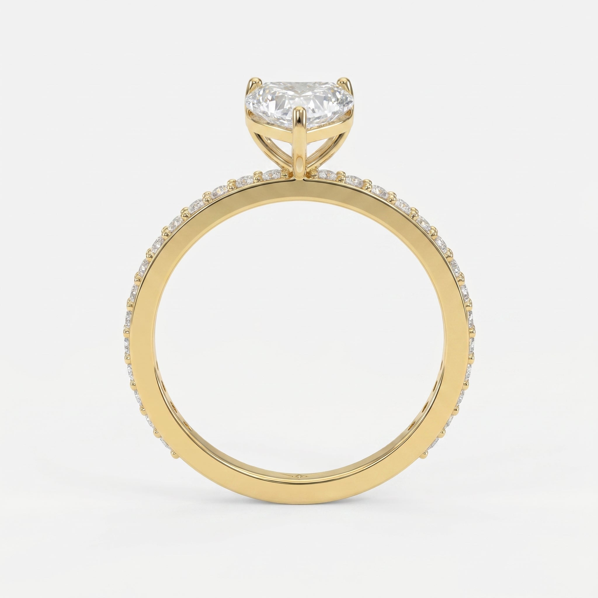 Heart Shape Diamond Side Stone Engagement Ring