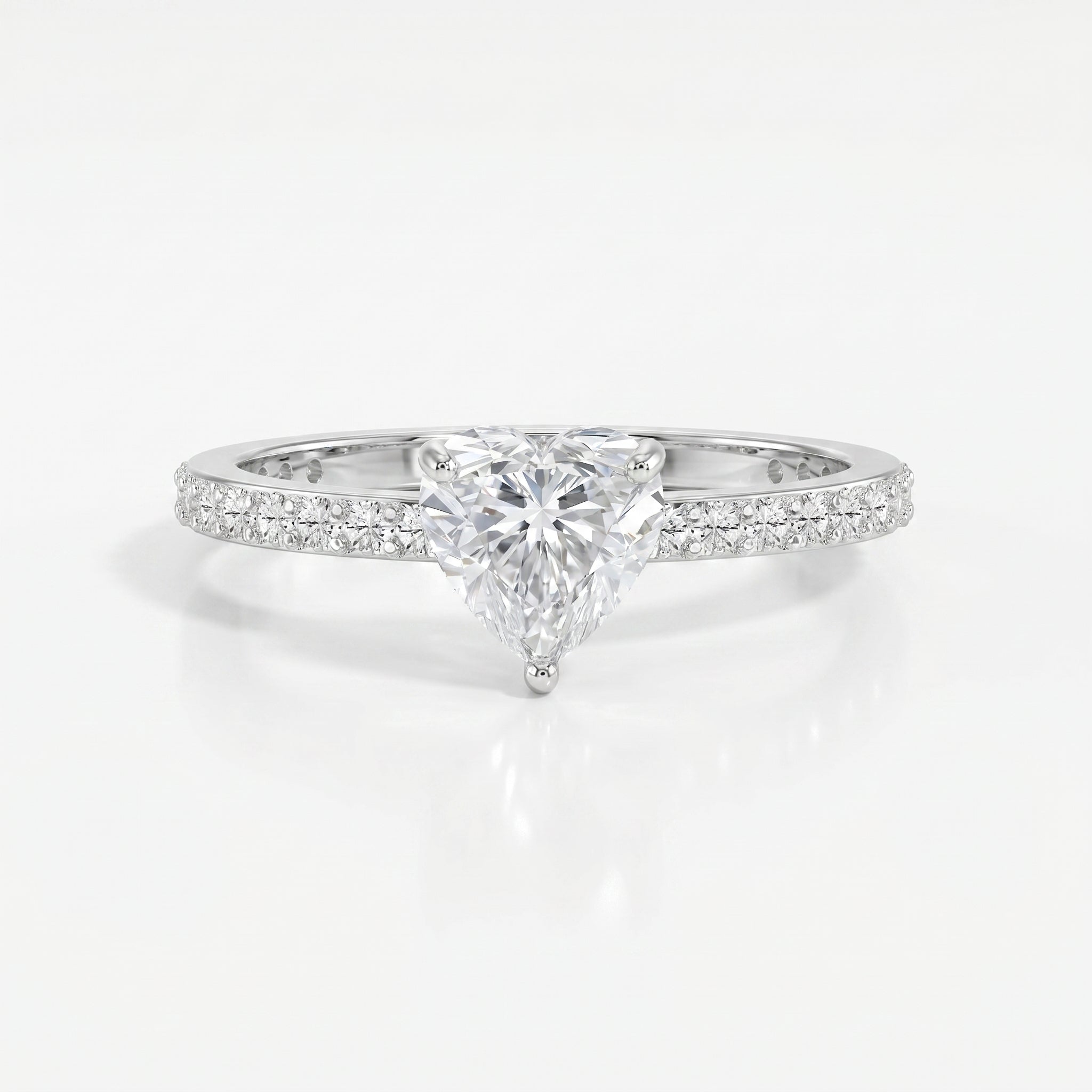 Heart Shape Diamond Side Stone Engagement Ring