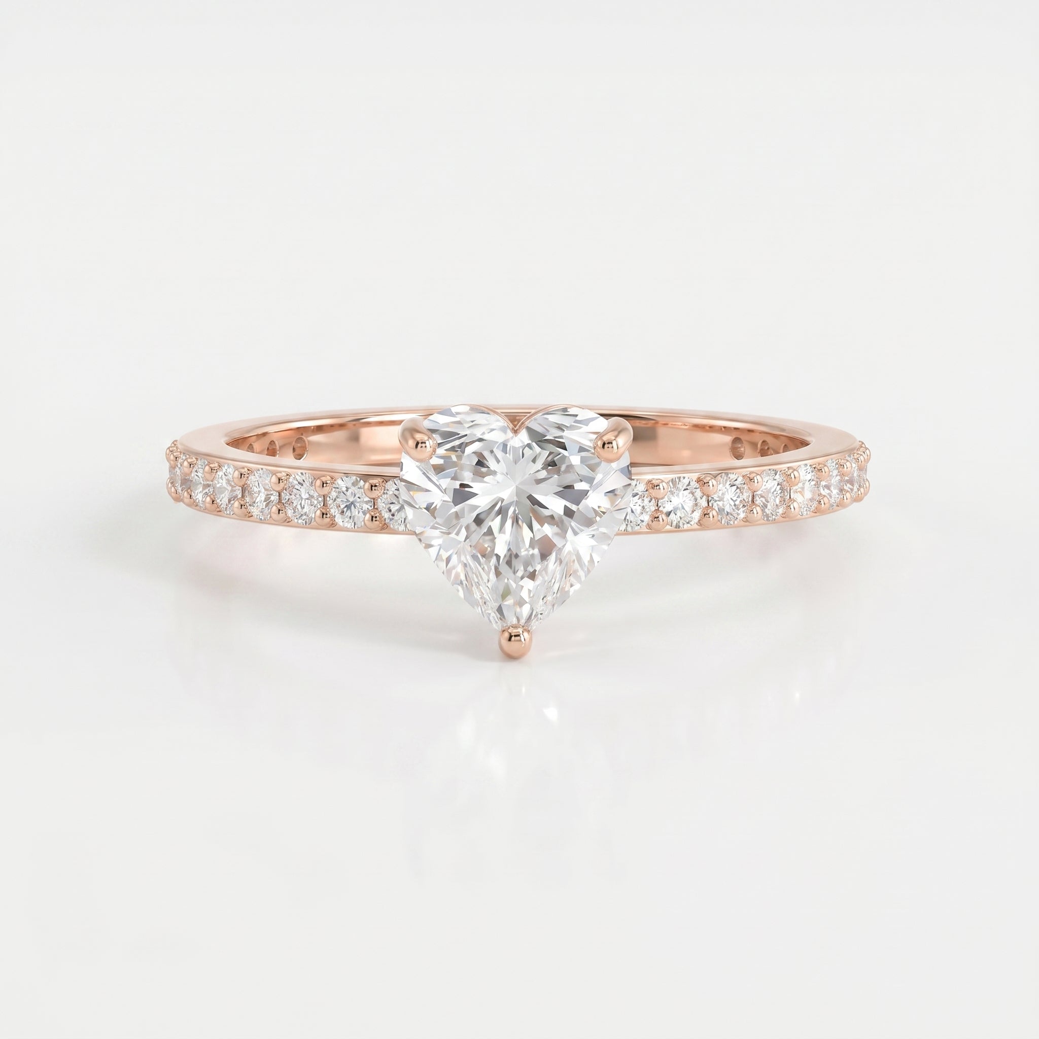 Heart Shape Diamond Side Stone Engagement Ring