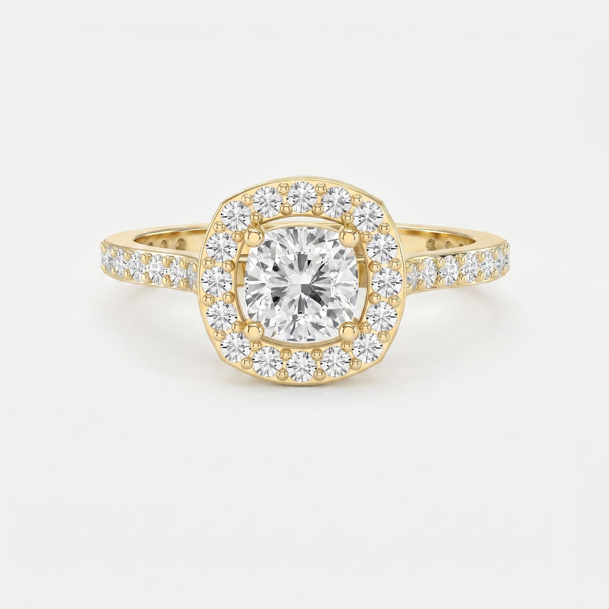 Elegant Cushion diamond Side Stone engagement ring
