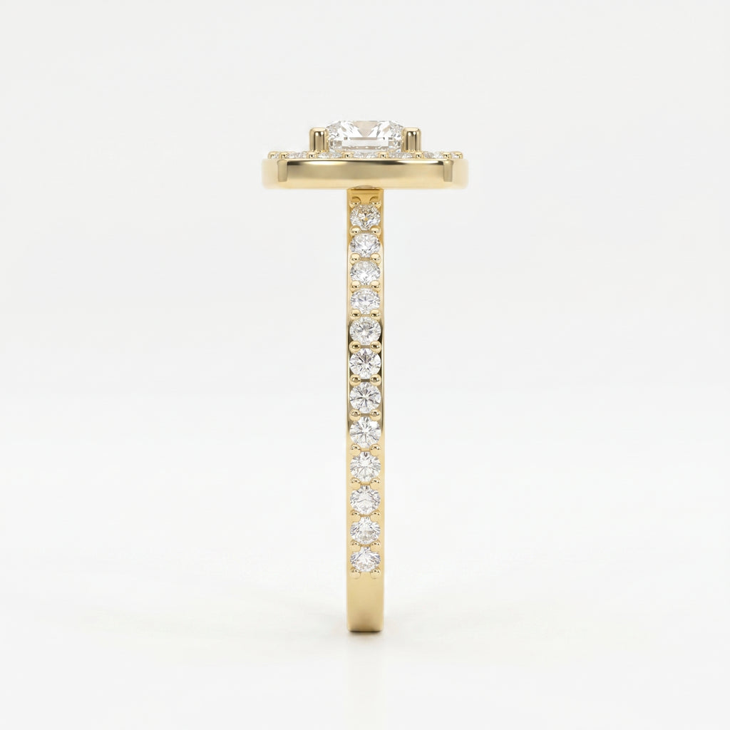 Elegant Cushion diamond Side Stone engagement ring