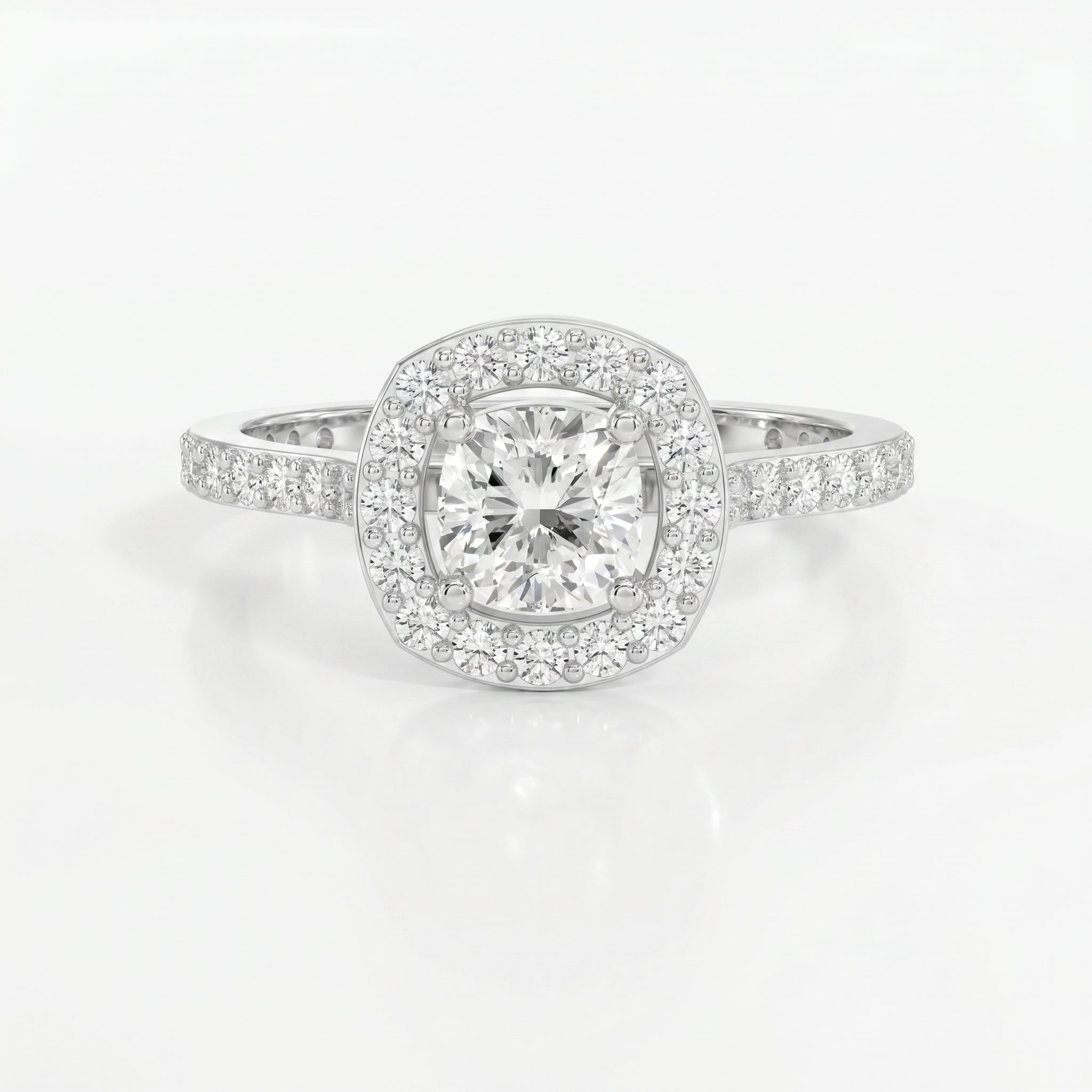 Elegant Cushion diamond Side Stone engagement ring
