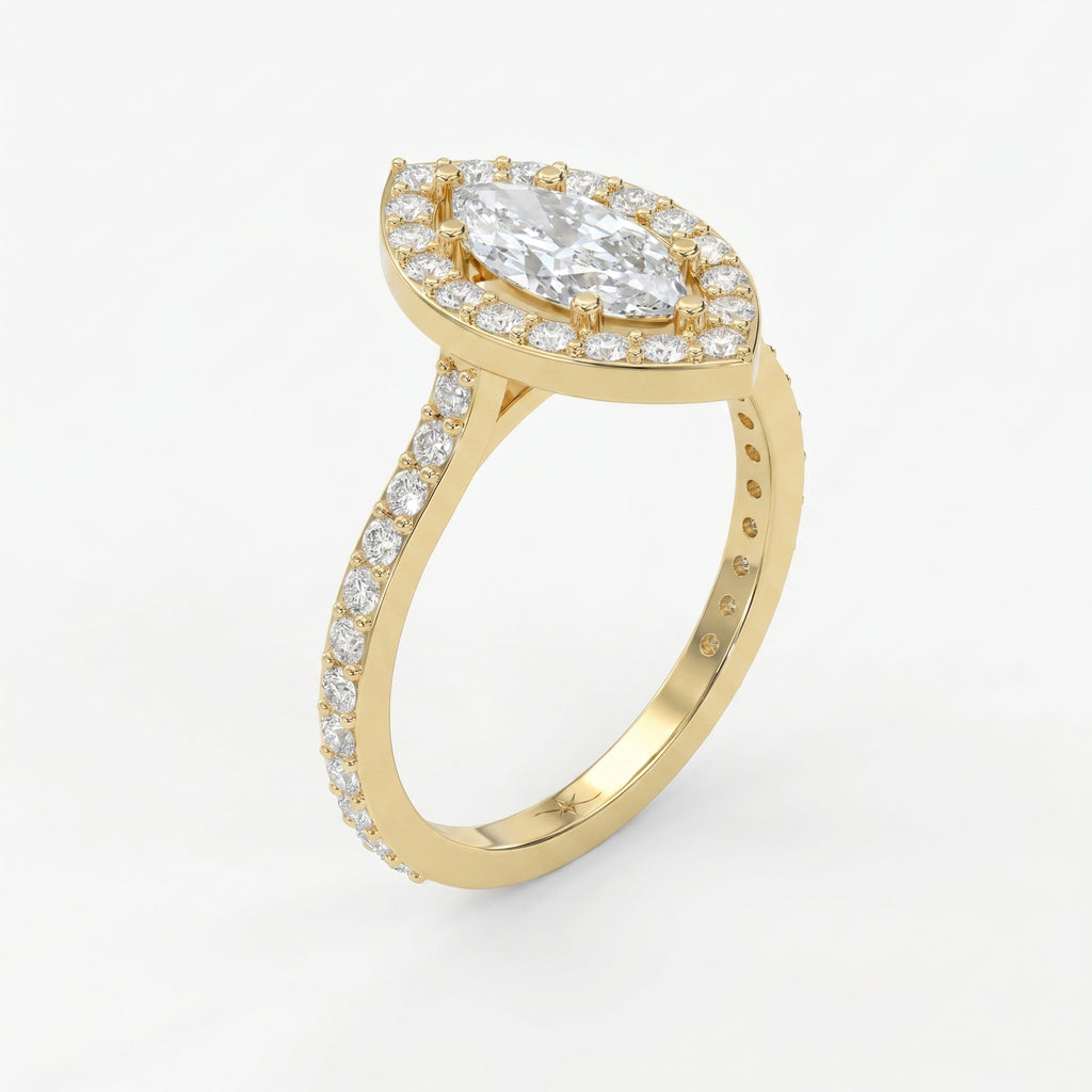 Marquise cut diamond Side Stone Engagement ring