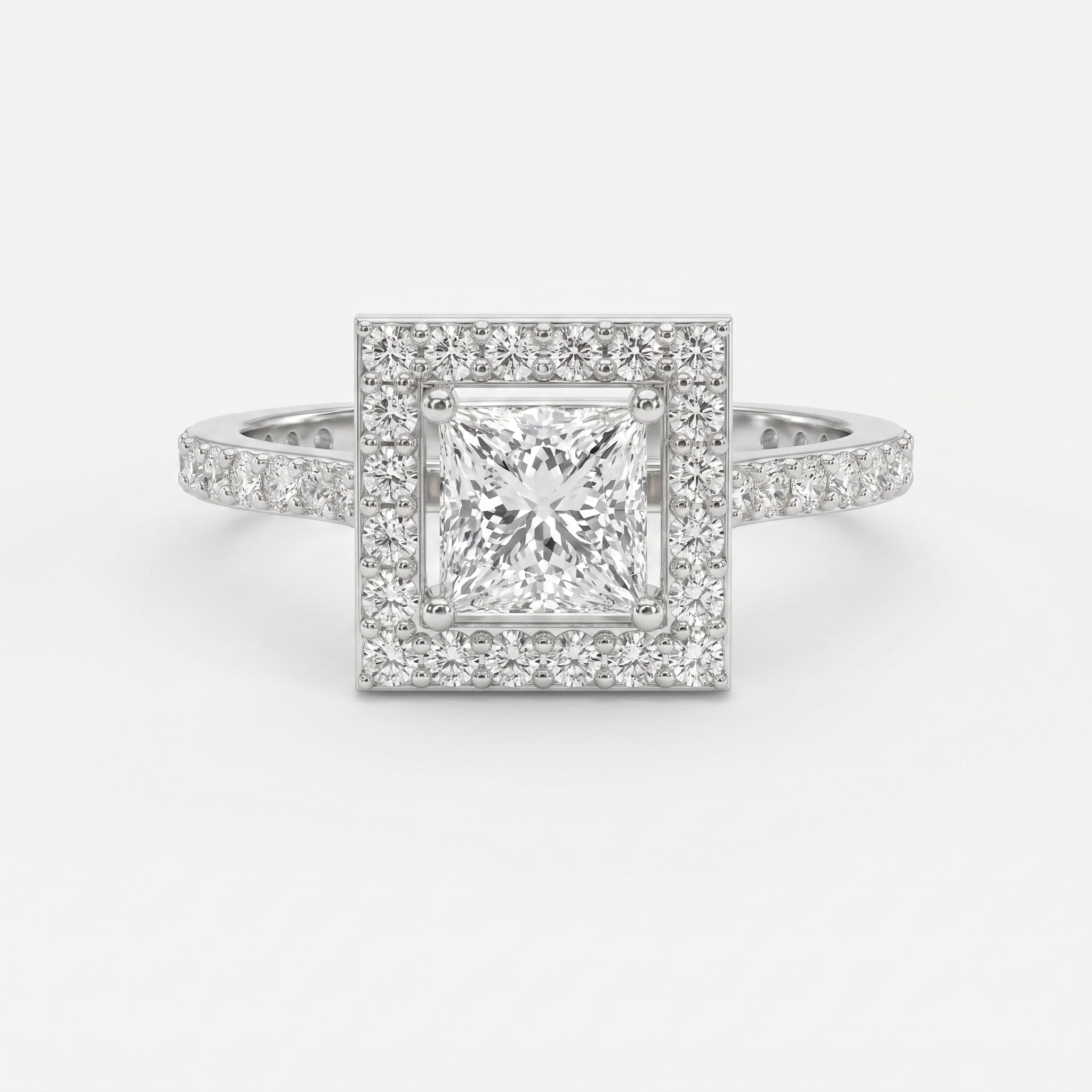 Princess Cut Diamond Side Stone Engagement Ring
