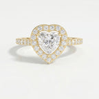 Heart Shape Diamond Halo Ring with Pavé Engagement Ring
