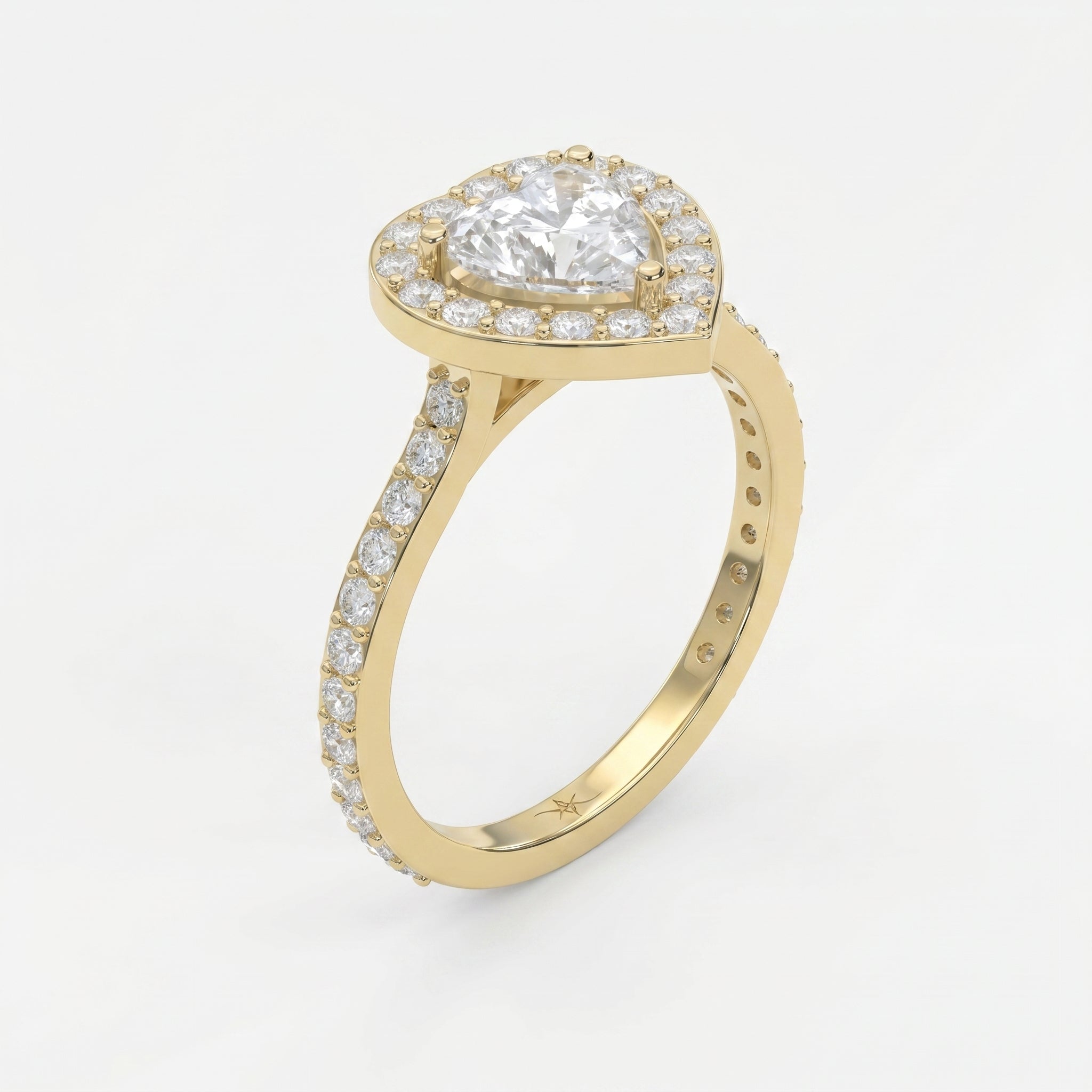 Heart Shape Diamond Halo Ring with Pavé Engagement Ring