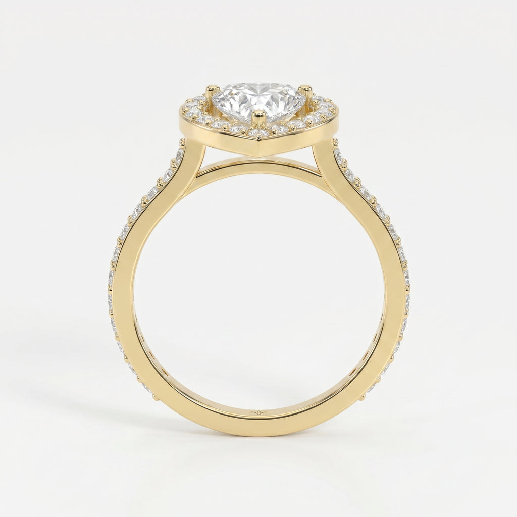 Heart Shape Diamond Halo Ring with Pavé Engagement Ring