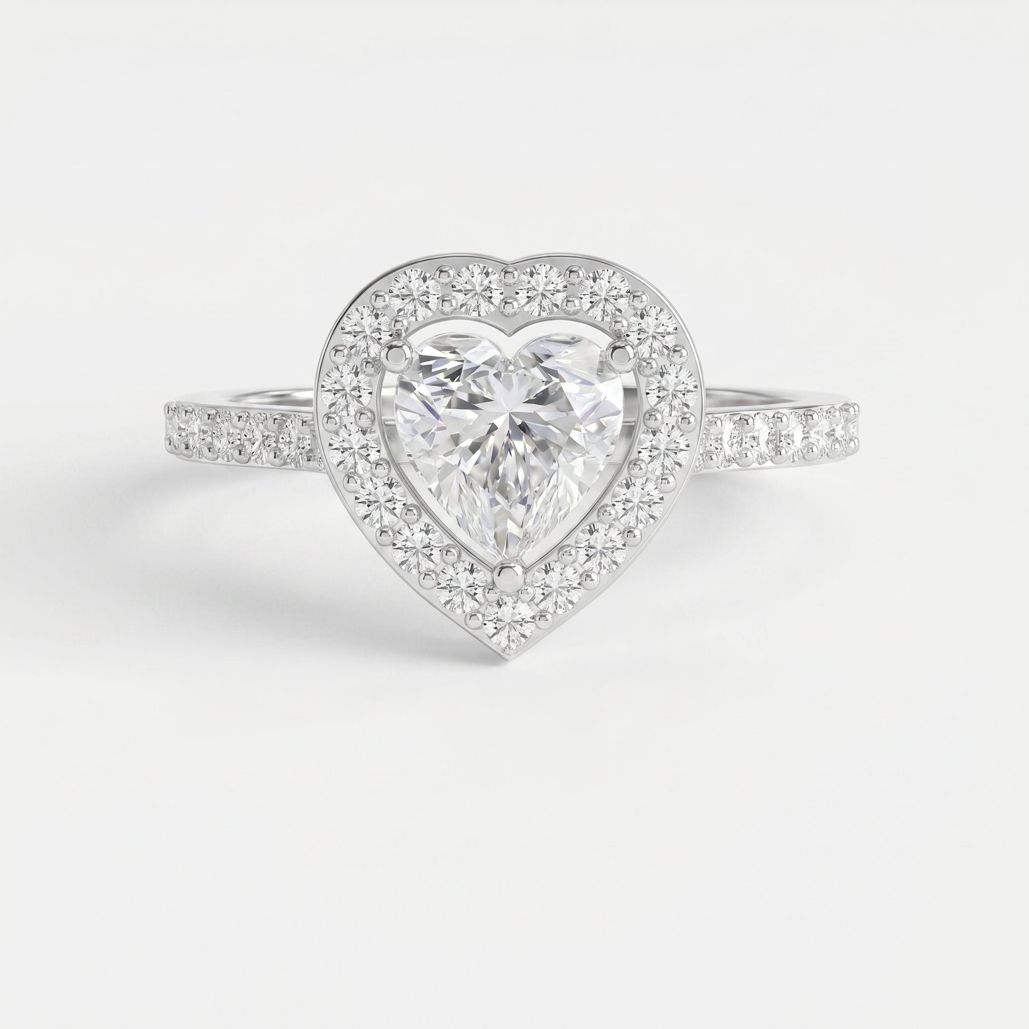 Heart Shape Diamond Halo Ring with Pavé Engagement Ring