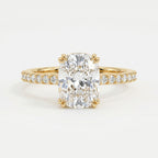 Cushion Cut Diamond Pave Side Stone Engagement Ring