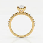 Cushion Cut Diamond Pave Side Stone Engagement Ring