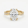 Oval Cut Diamond Round Accent Side Stone Engagement Ring