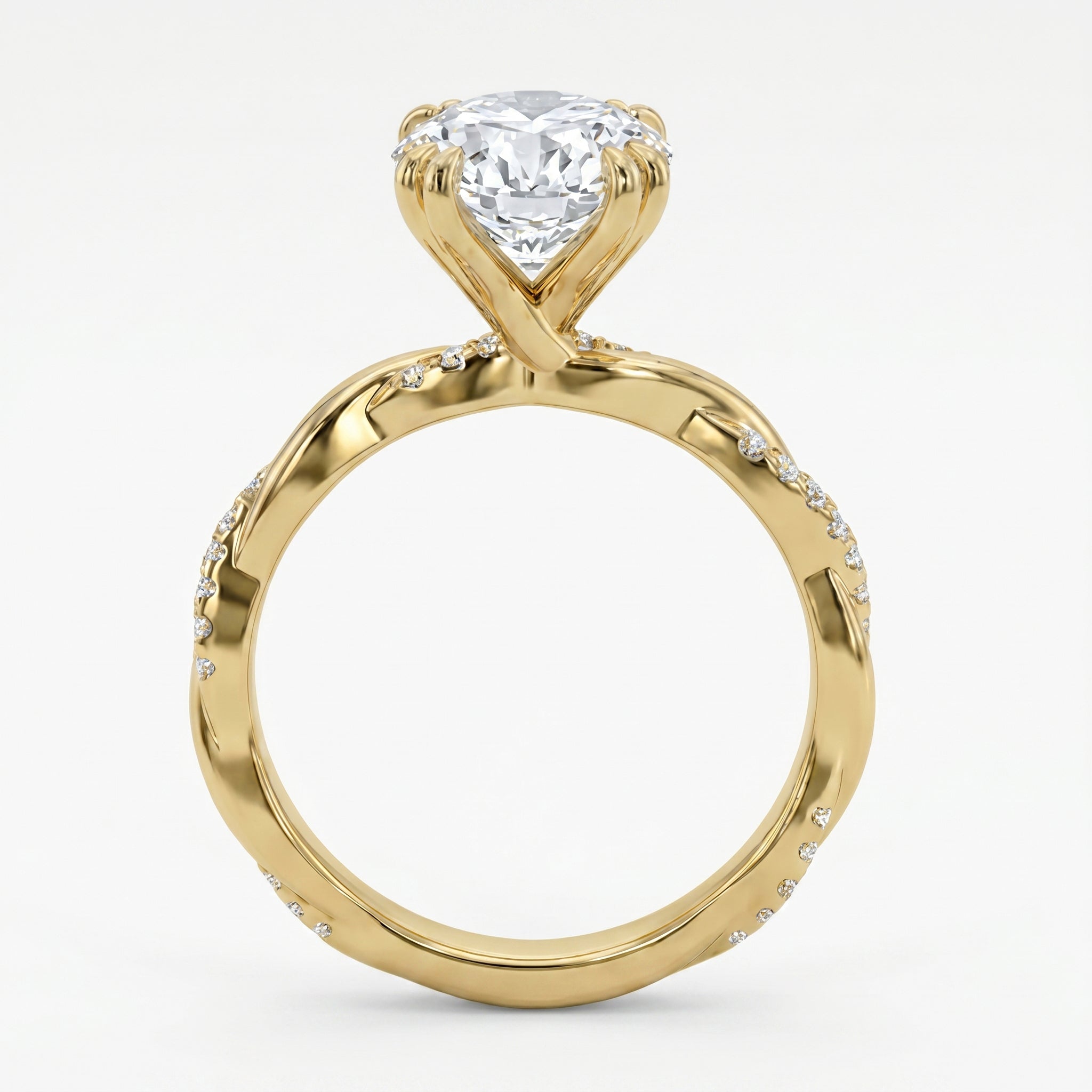 Oval Cut Diamond Round Accent Side Stone Engagement Ring