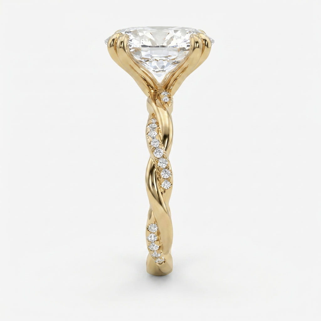 Oval Cut Diamond Round Accent Side Stone Engagement Ring