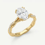 Oval Cut Diamond Round Accent Side Stone Engagement Ring